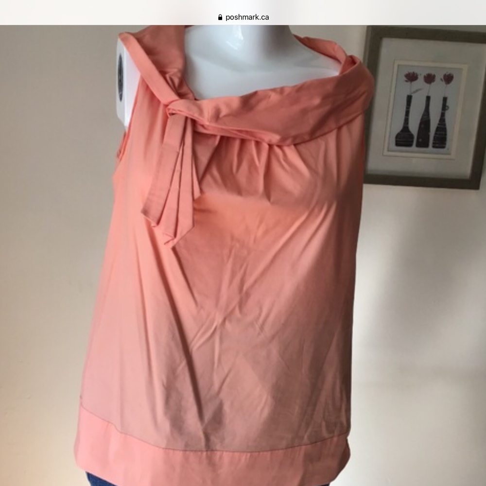 Anne Klein Peach Sleeveless Cowl Neck Blouse